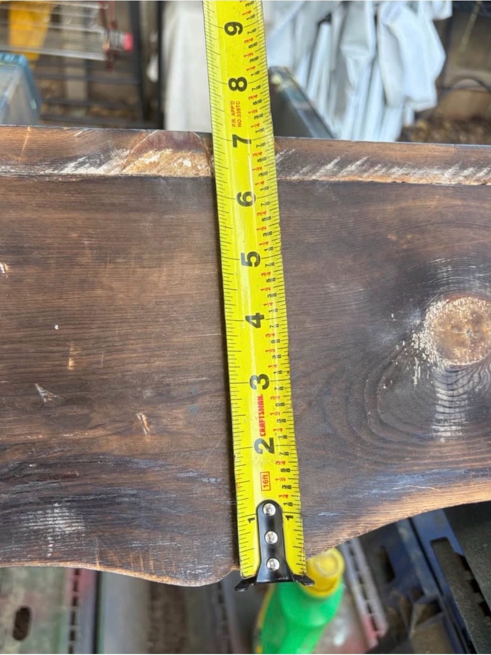 Handcrafted Rustic Reclaimed Heartwood Pine Wall Shelf with Hooks Distressed - Picture 8 of 8